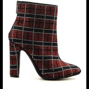Cape robbin sz 5.5 Mona red black silver rhinestone geometric boots